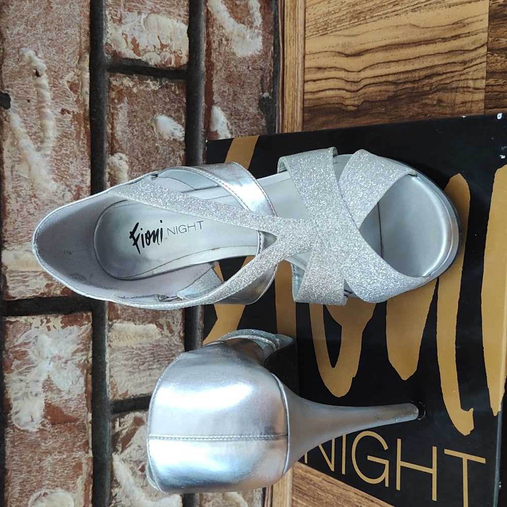Women's silver sequin heels